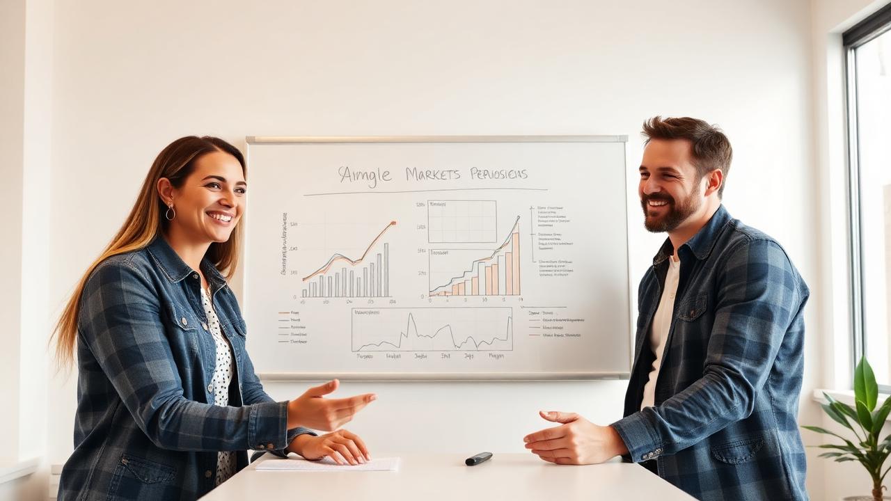 Mentor che spiega i grafici a due studenti